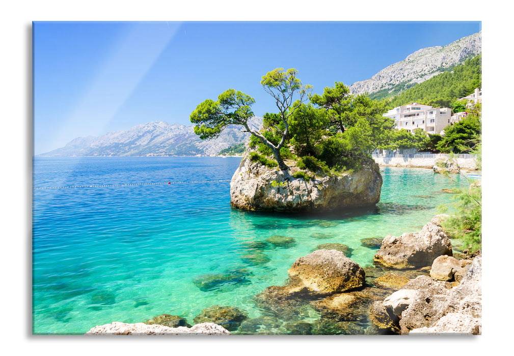 Pixxprint Dalmatia Strand in Kroatien, Glasbild