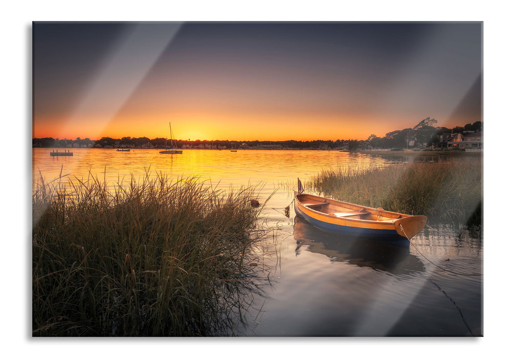 Pixxprint Segelschiffe an der Küste, Glasbild