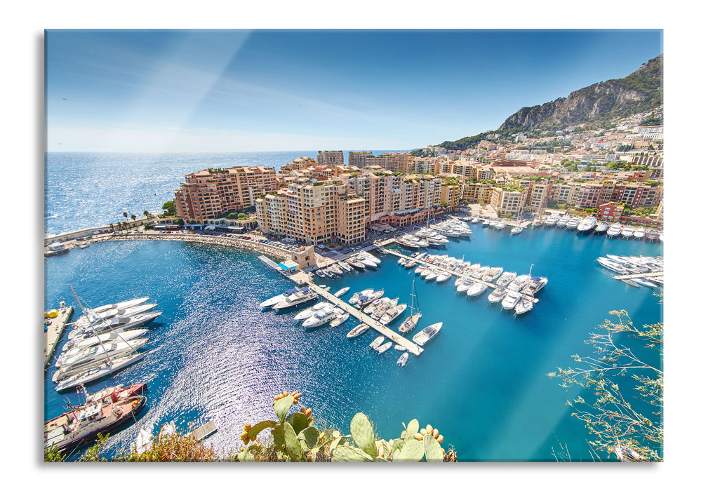 Pixxprint Atemberaubende Küste von Monaco, Glasbild