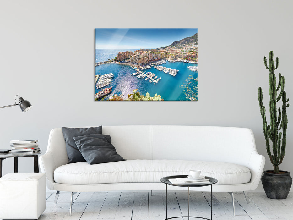 Atemberaubende Küste von Monaco, Glasbild