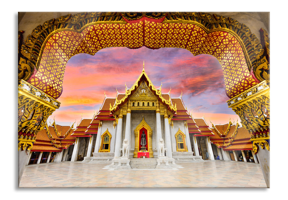 Pixxprint Marmortempel von Bangkok, Glasbild