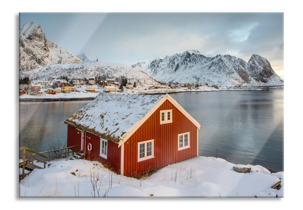 Pixxprint Fischerhaus Lofoten, Glasbild