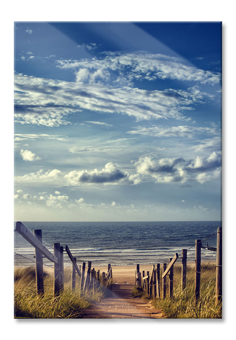 Pixxprint Weg zum Strand am Meer, Glasbild