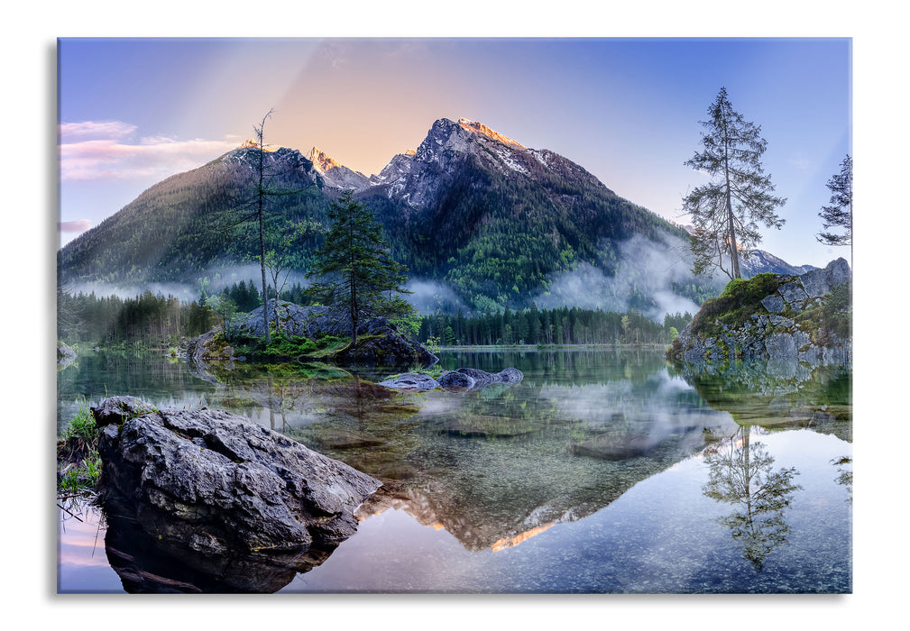 Pixxprint Sonnenaufgang am Hintersee, Glasbild