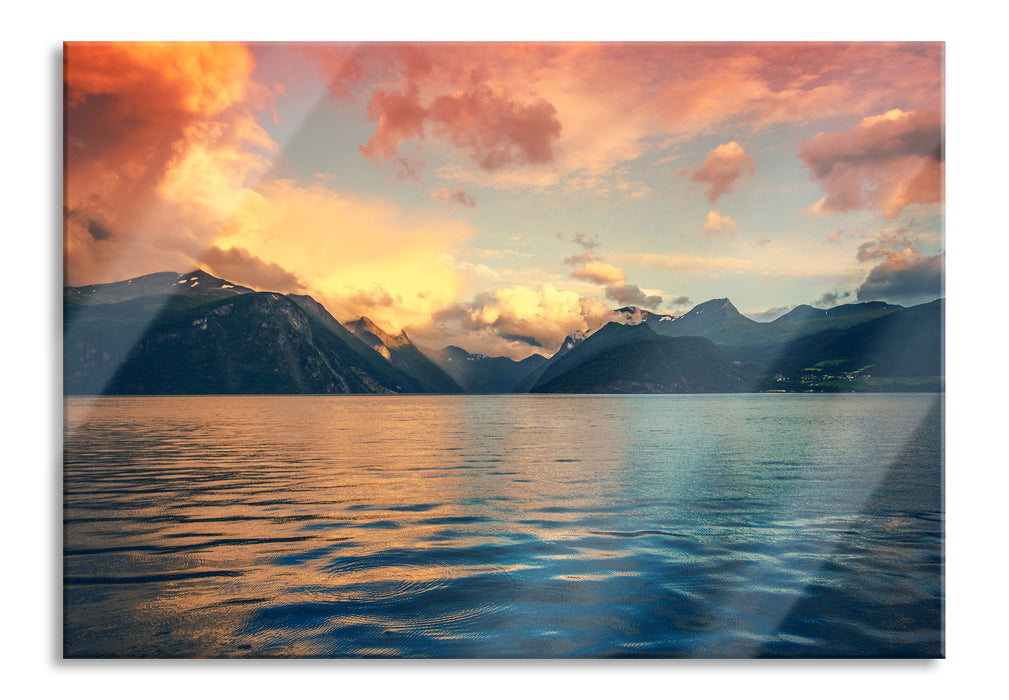 Pixxprint eine schöne Landschaft im Norden, Glasbild