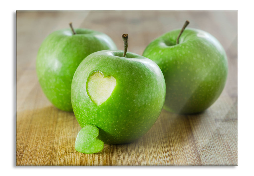 Pixxprint ein Herzchen im Apfel, Glasbild