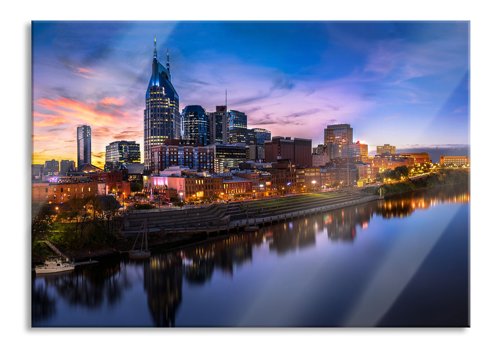 Pixxprint Nashville Skyline Panorama, Glasbild