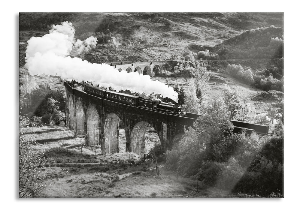 Pixxprint Lokomotive Glenfinnan Viadukt, Glasbild
