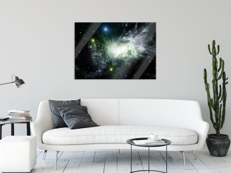 ferne Galaxie im Sternenstaub, Glasbild