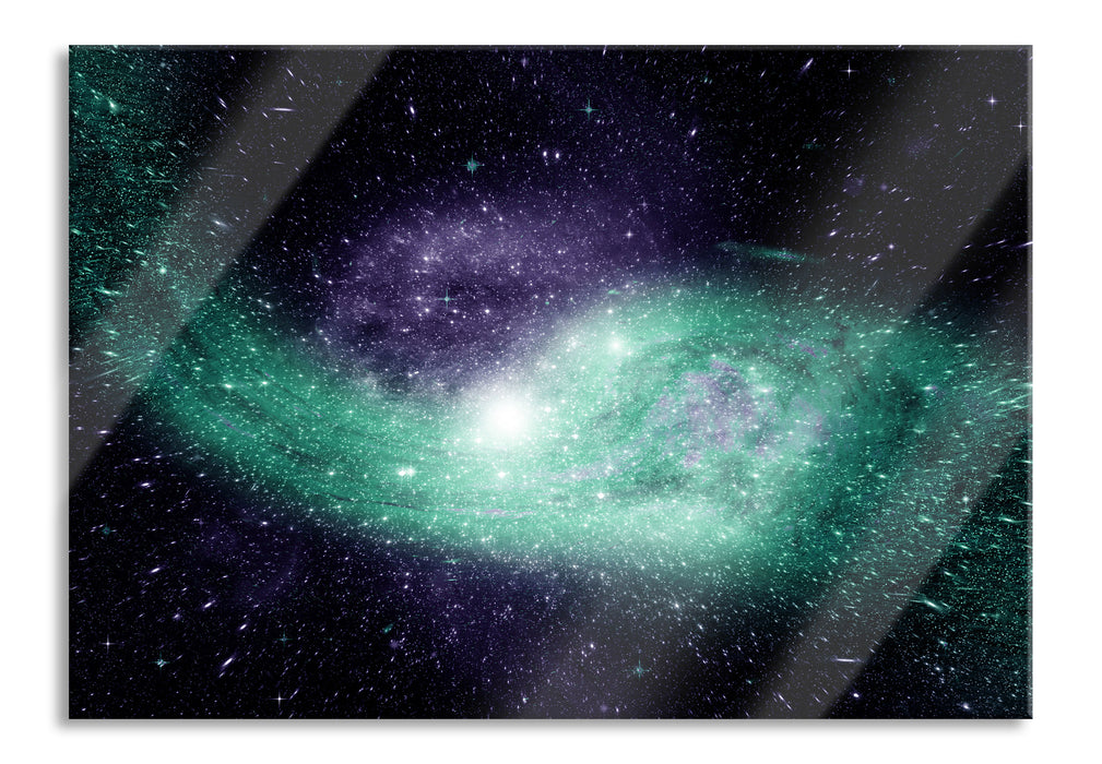 Pixxprint ferne Galaxie im Sternenstaub, Glasbild