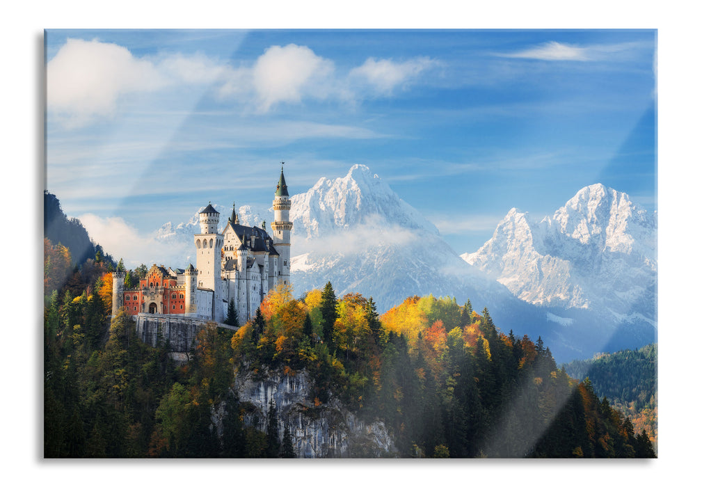 Pixxprint Schloss Neuschwanstein Herbst, Glasbild