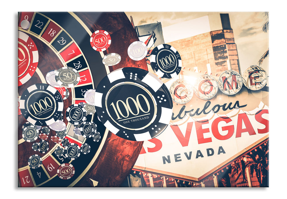 Pixxprint Las Vegas Casino Roulette, Glasbild