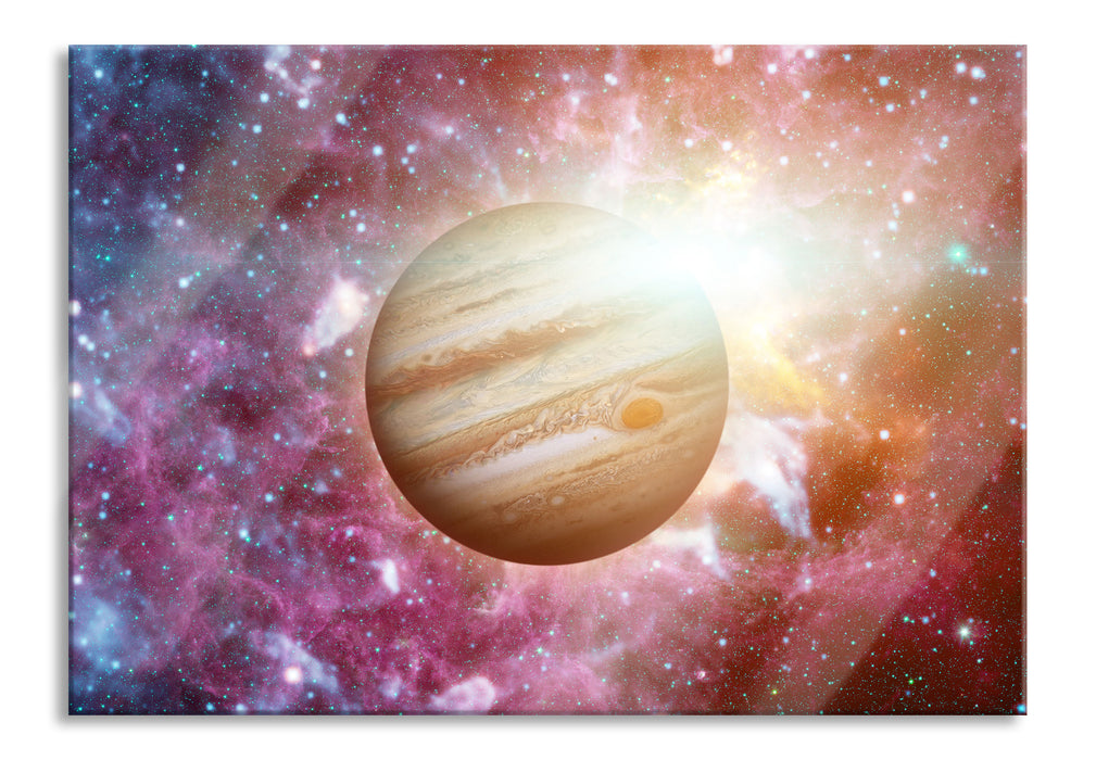 Pixxprint Planet Jupiter im Universum, Glasbild