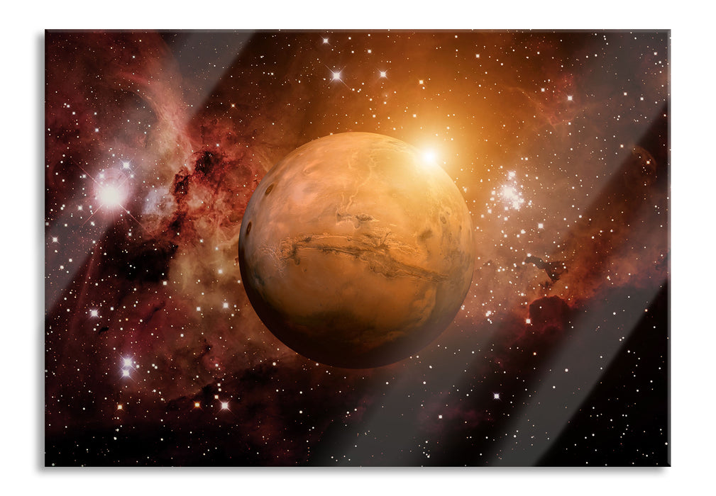 Pixxprint Planet Mars im Universum, Glasbild