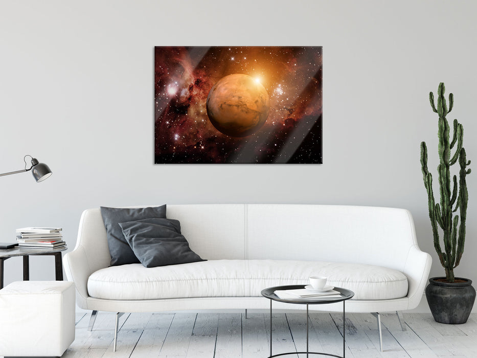 Planet Mars im Universum, Glasbild