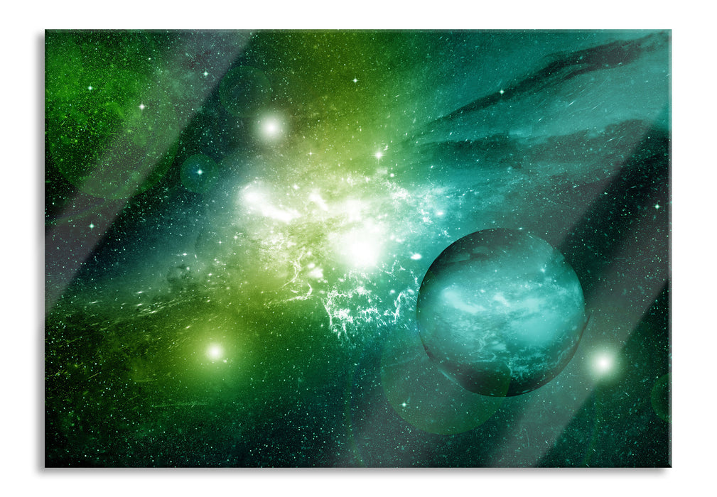 Pixxprint Sternenstaub Gasnebel Galaxie, Glasbild