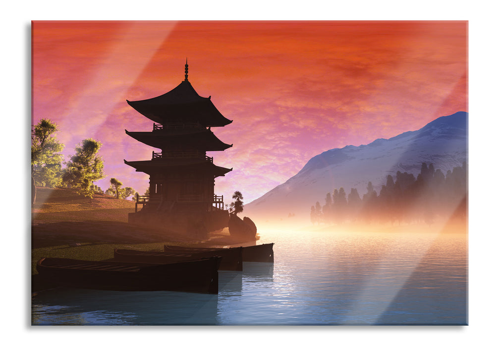 Pixxprint Chinesisches Haus, Glasbild