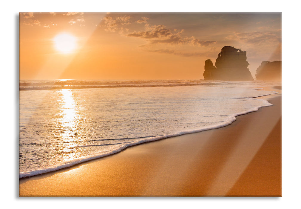 Pixxprint Sonnenuntergang Ozean, Glasbild