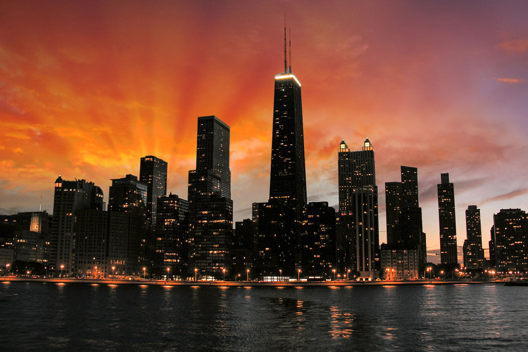 Chicago-Wolkenkratzer-Silhouette, Glasbild