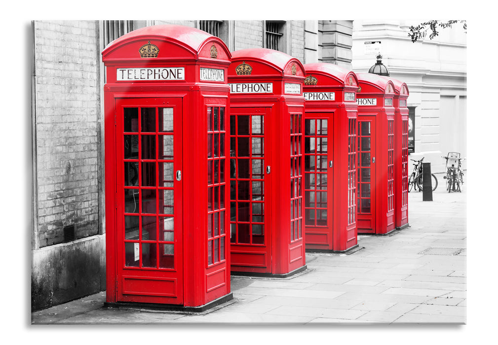 rote Londoner Telefonzellen, Glasbild