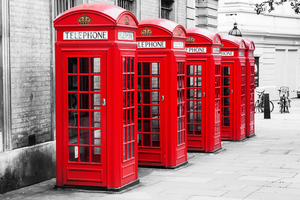 rote Londoner Telefonzellen, Glasbild