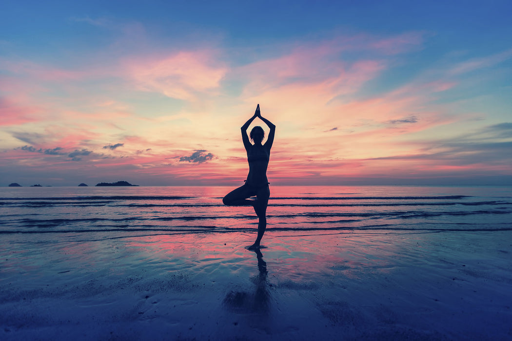 Yoga am Strand, Glasbild