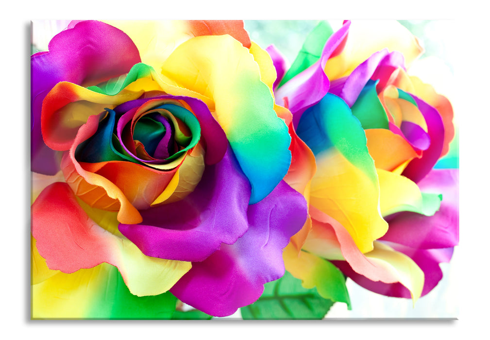 Pixxprint Kunterbunte Rosen, Glasbild