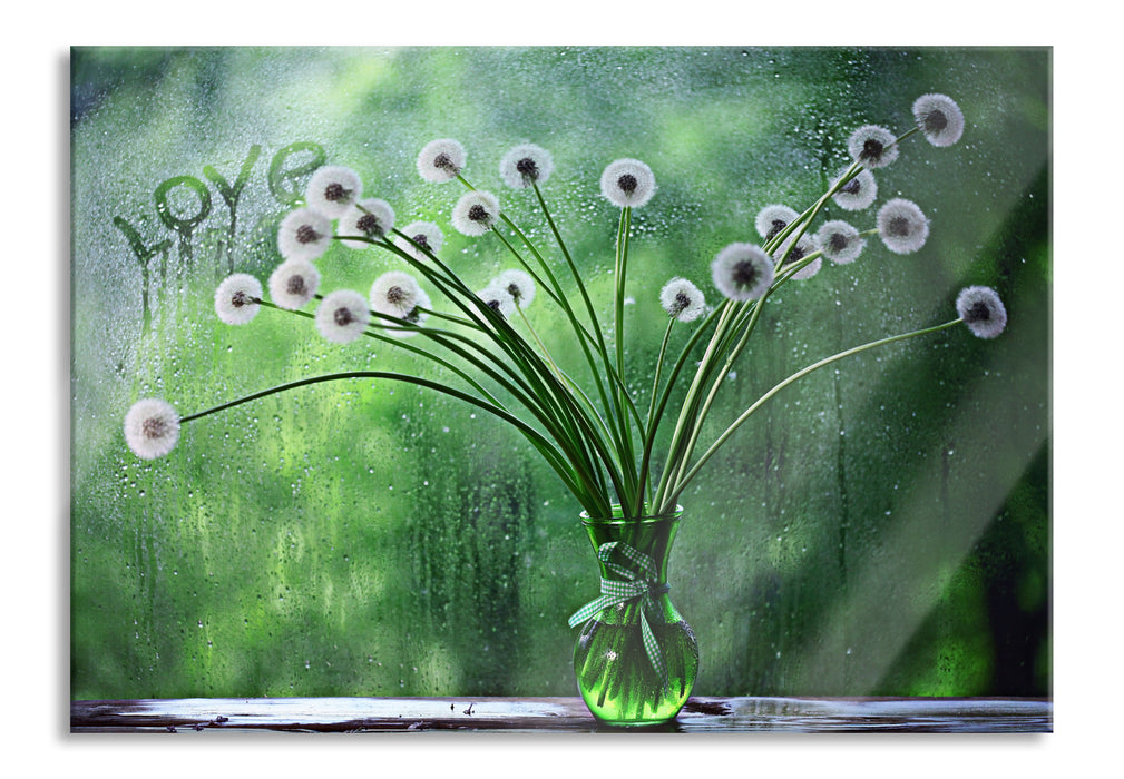 Pixxprint Pusteblumen am Fenster, Glasbild