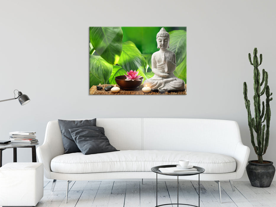 Seerose Buddha Statue, Glasbild