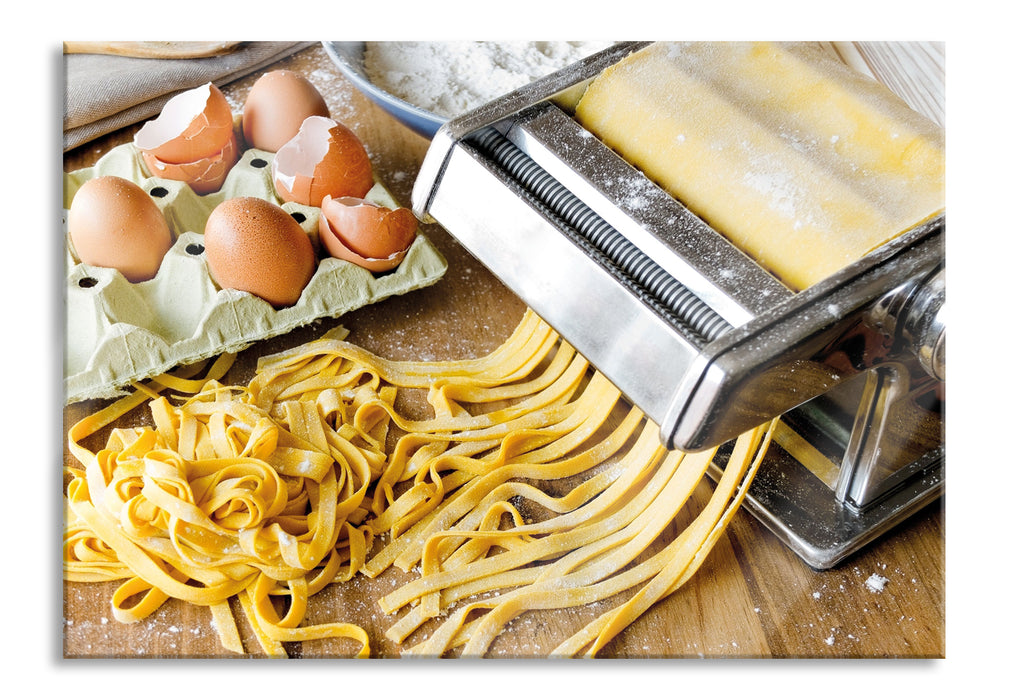 Pixxprint Nudelmaschine Pasta Italia, Glasbild