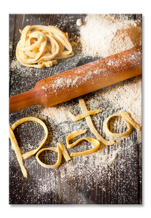 Pixxprint Frische Nudeln Pasta Italia, Glasbild