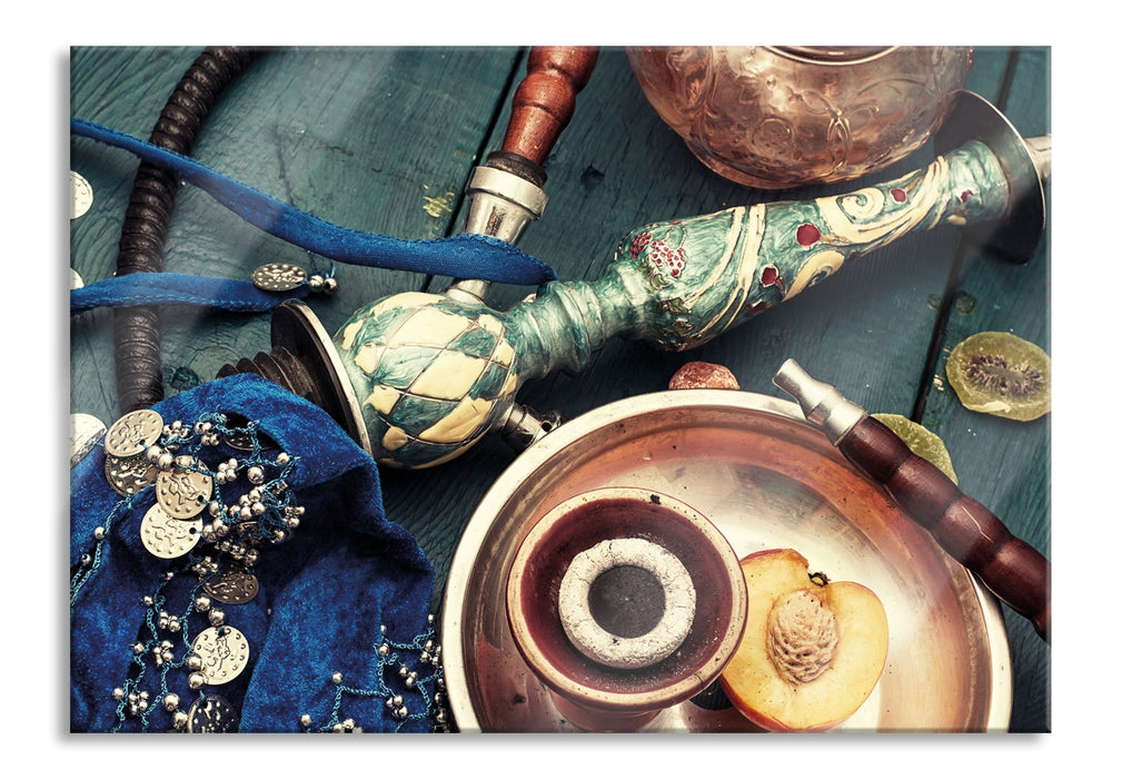 Pixxprint Orientalische Shisha Aprikose, Glasbild