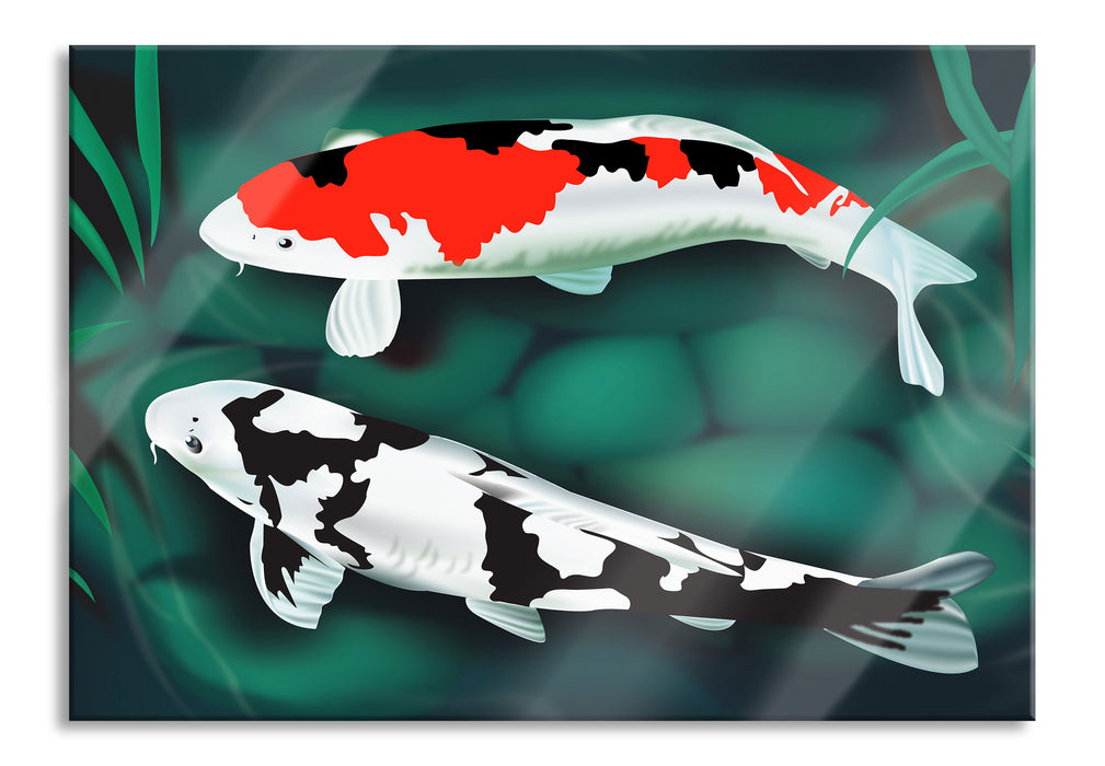 Pixxprint Edle Koi Karpfen Kunst, Glasbild