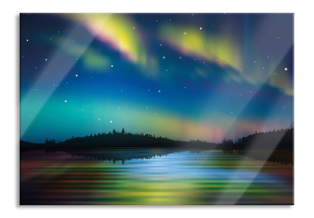 Pixxprint Polarlichter in Alaska, Glasbild