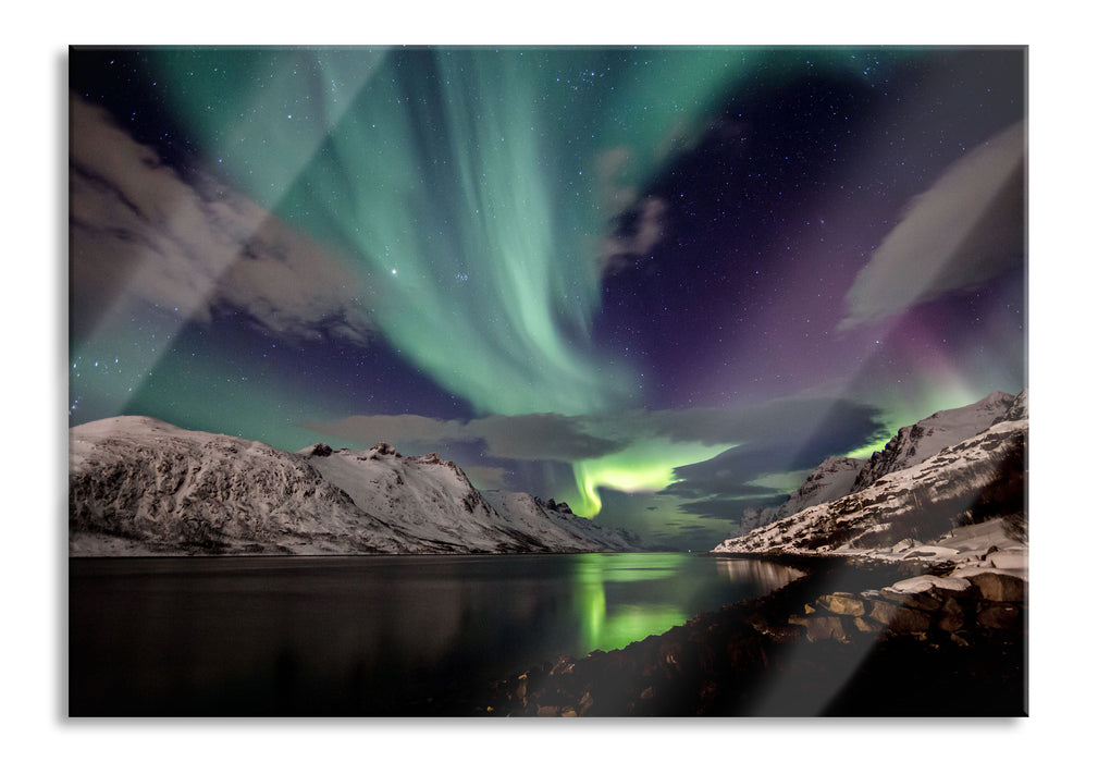 Polarlichter in der Eiswüste, Glasbild