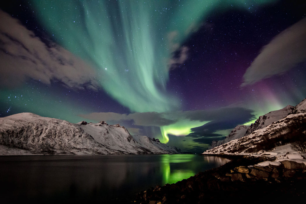 Polarlichter in der Eiswüste, Glasbild