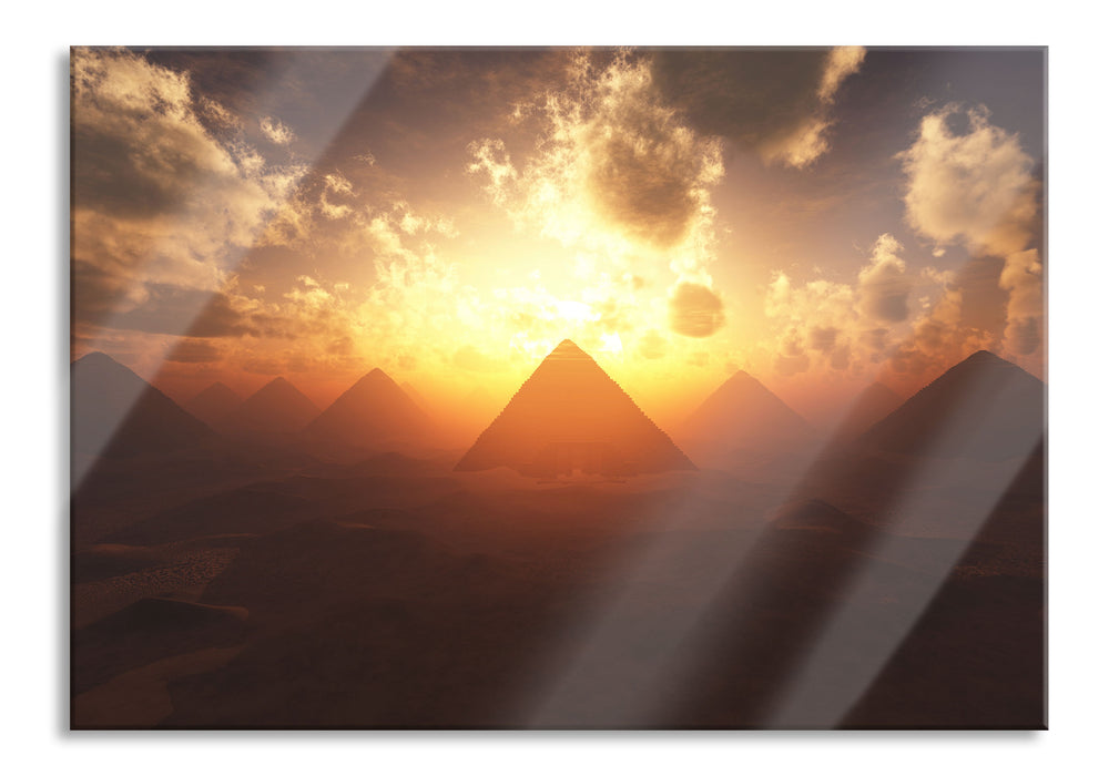 Pyramiden beim Sonnenuntergang, Glasbild
