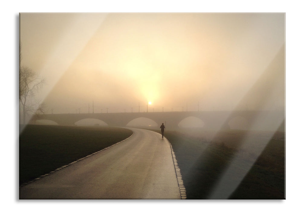 Laufen im Morgengrauen, Glasbild