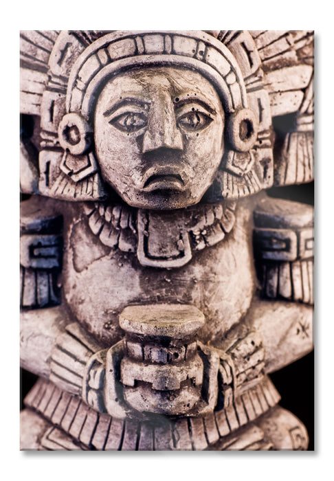 kleine Maya Skulptur, Glasbild