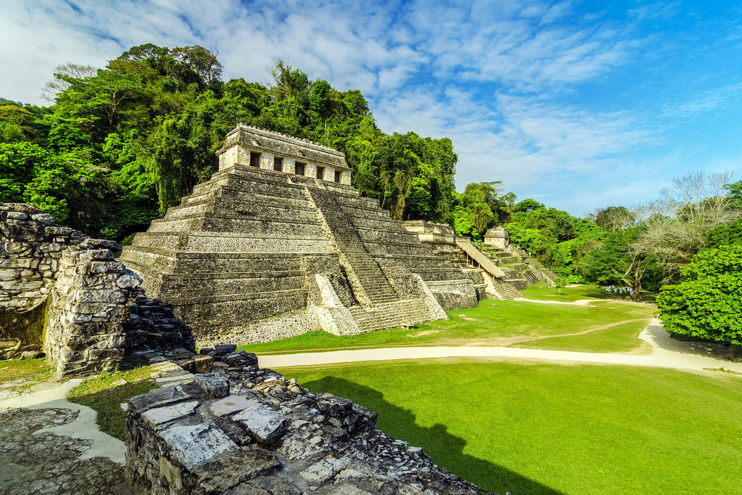 Maya Pyramiden aus Palenque, Glasbild