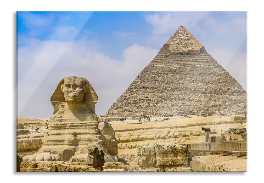 Sphinx von Gizeh mit Pyramide, Glasbild