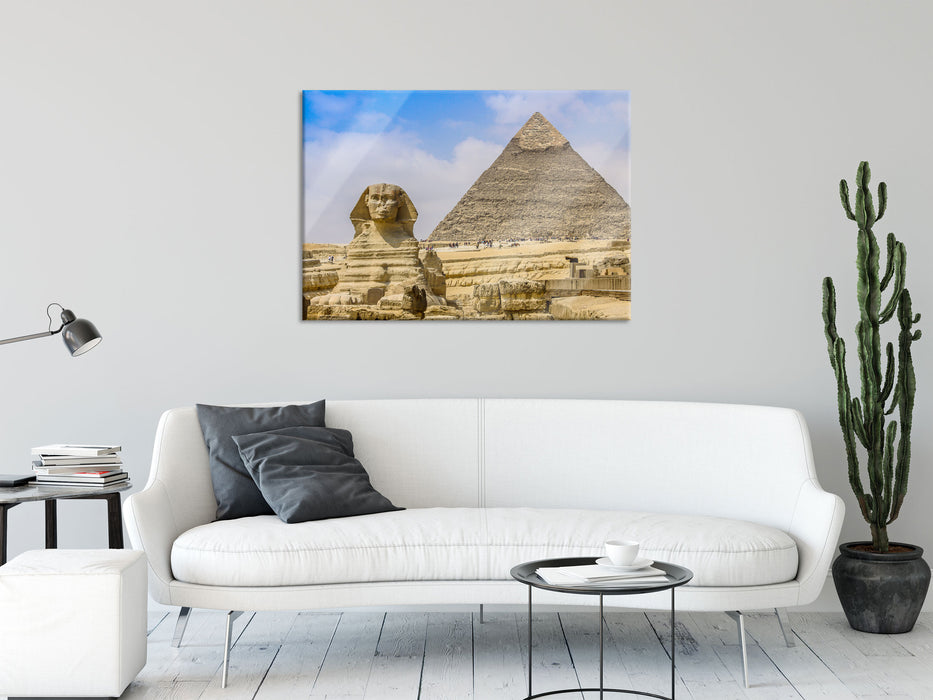 Sphinx von Gizeh mit Pyramide, Glasbild