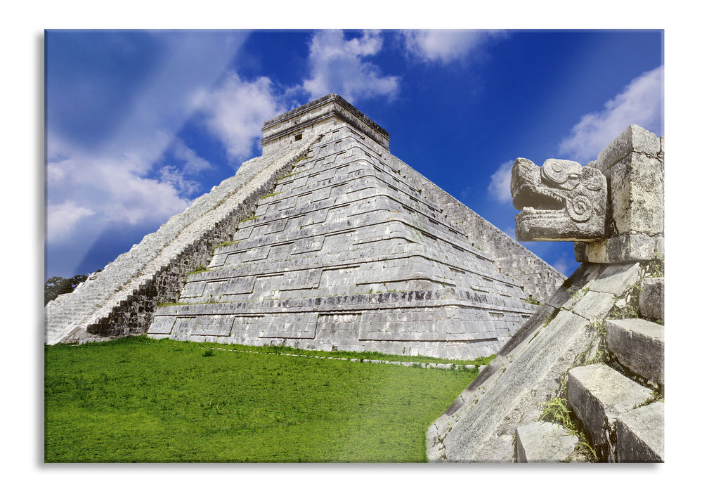 Pixxprint Schöner Maya Tempel in Mexiko, Glasbild