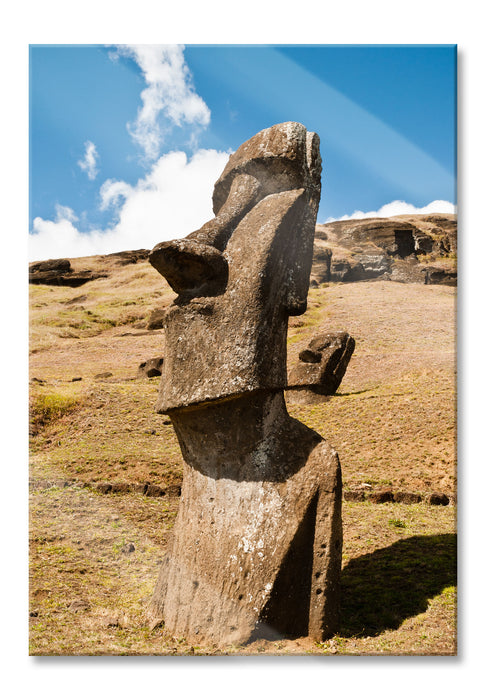 Pixxprint Moai Statue auf den Osterinseln, Glasbild