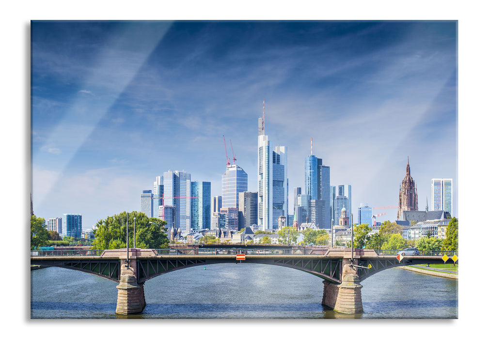 Pixxprint Skyline von Frankfurt am Main, Glasbild