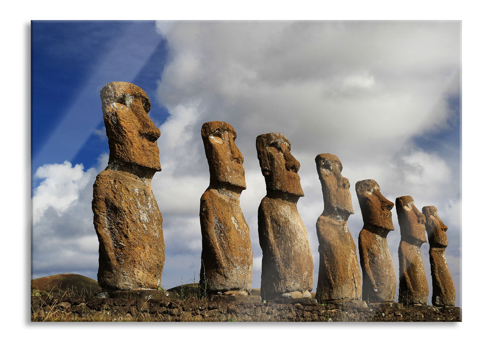 Pixxprint Moai Statuen auf den Osterinseln, Glasbild