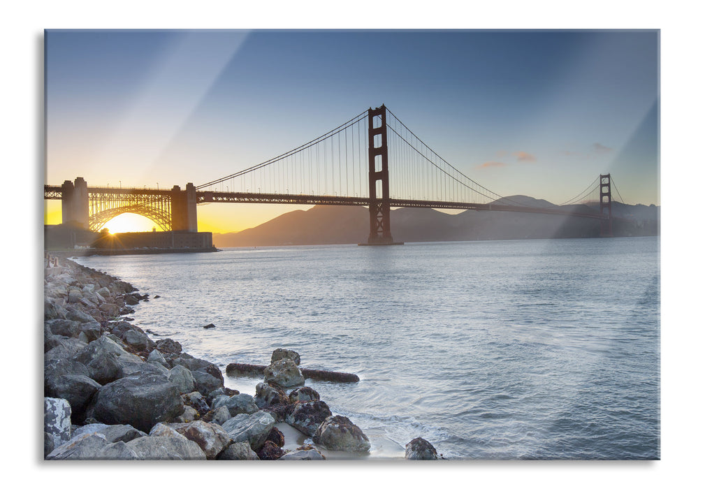 Pixxprint Imposante Golden Gate Bridge, Glasbild