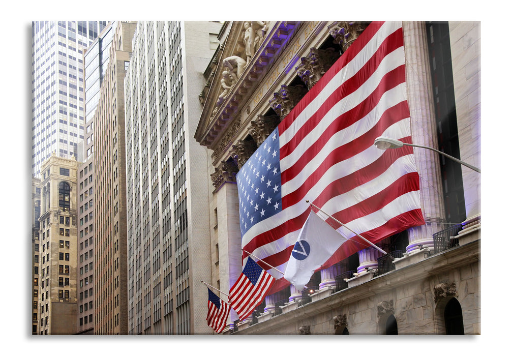 Amerikanische Flagge in New York, Glasbild