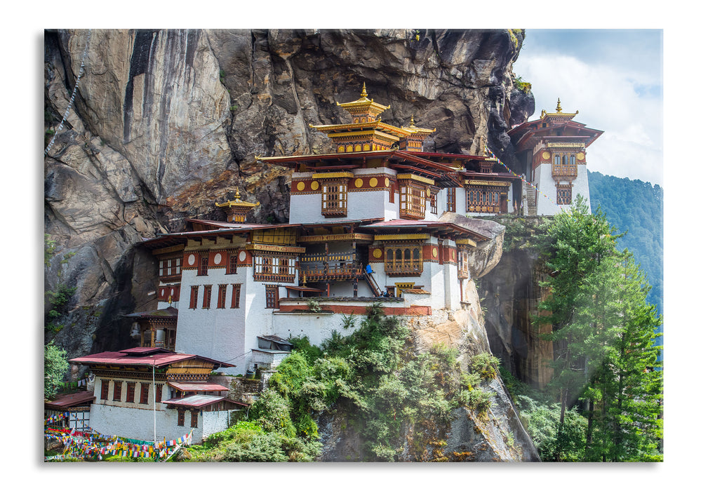 Chinesische Festung im Berg, Glasbild