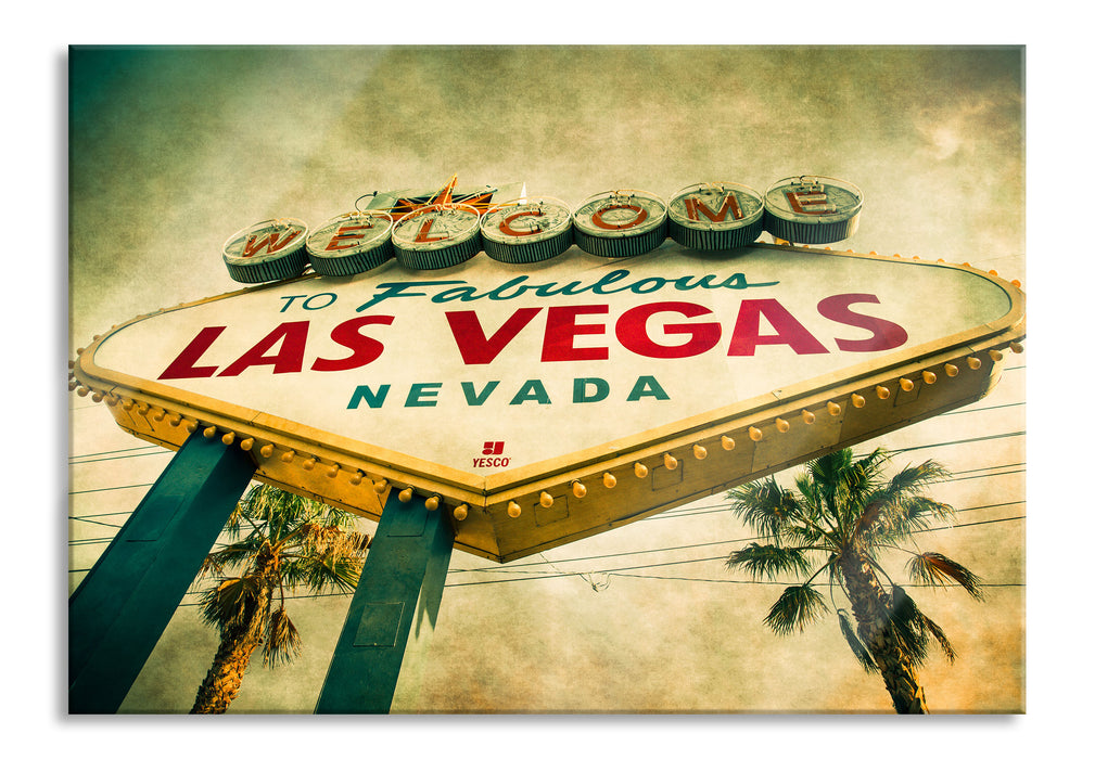 Pixxprint Las Vegas Ortsschild, Glasbild